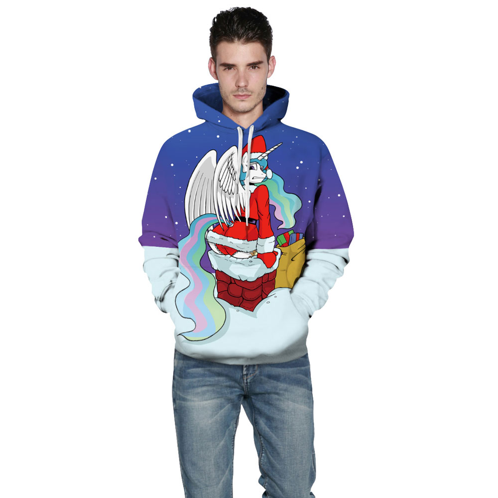 Men's Long Sleeve Autumn Winter Digital Christmas Print Sweatshirt