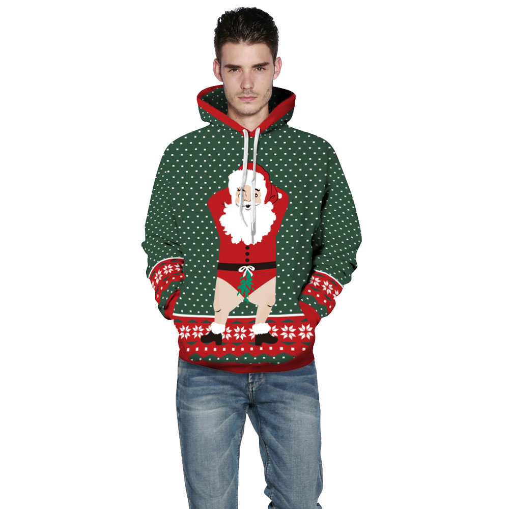 Men's Long Sleeve Autumn Winter Digital Christmas Print Sweatshirt