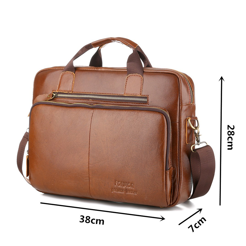 New Arrival Business Causal Men Genuine Leather Briefcase 15 Inch Handbag