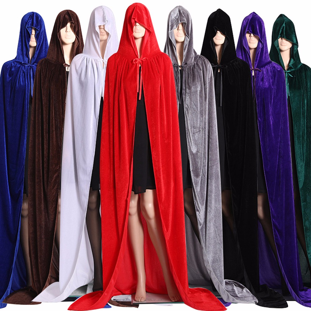 Hooded Cloak Long Velvet Cape for Christmas Halloween Cosplay Costumes