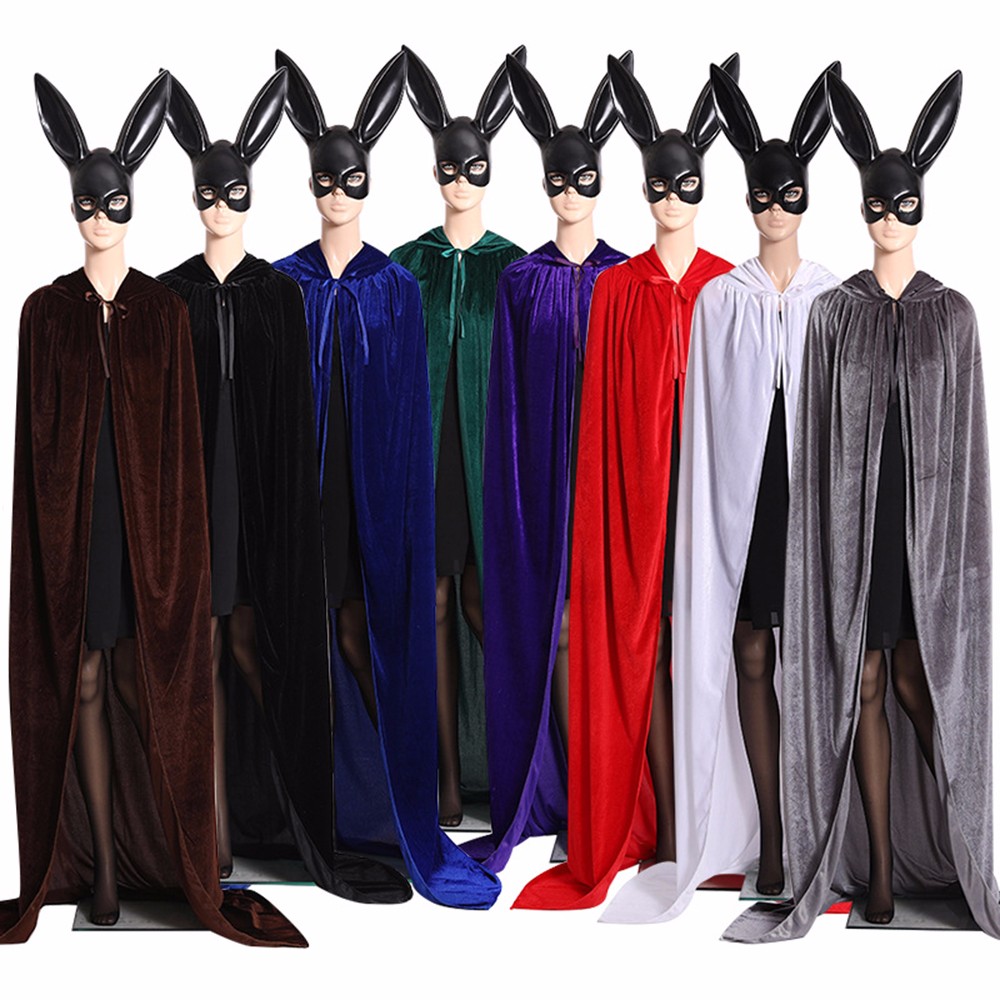 Hooded Cloak Long Velvet Cape for Christmas Halloween Cosplay Costumes