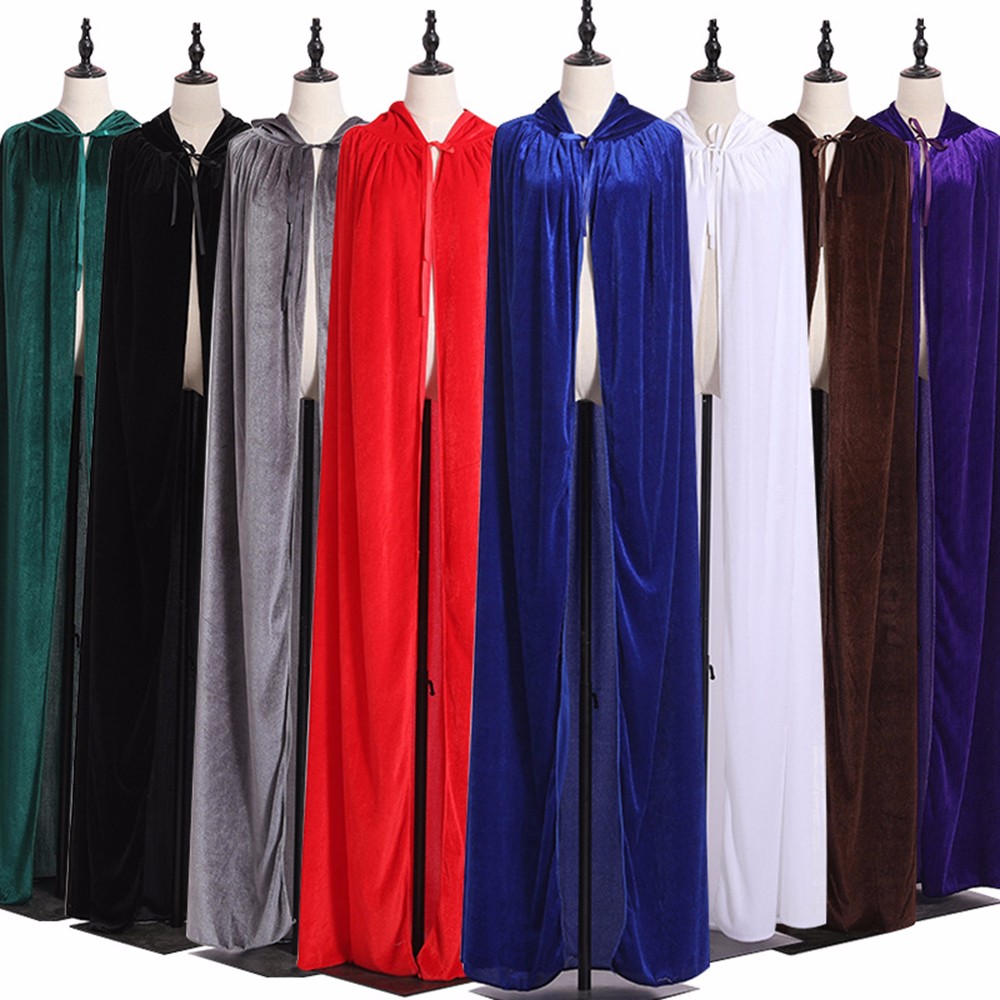 Hooded Cloak Long Velvet Cape for Christmas Halloween Cosplay Costumes