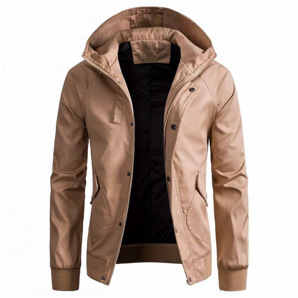 Winter Men'S Solid Color Jacket Casual Hooded Coat