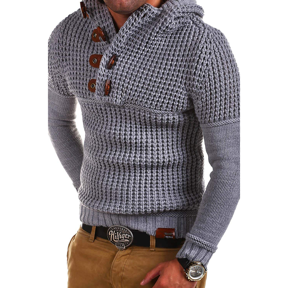 Men's High Quality Design Fashion Hooded Solid Color Sweater