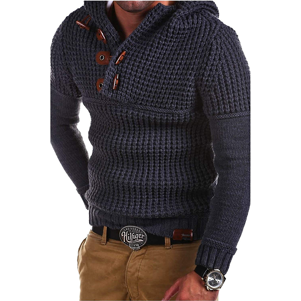 Men's High Quality Design Fashion Hooded Solid Color Sweater