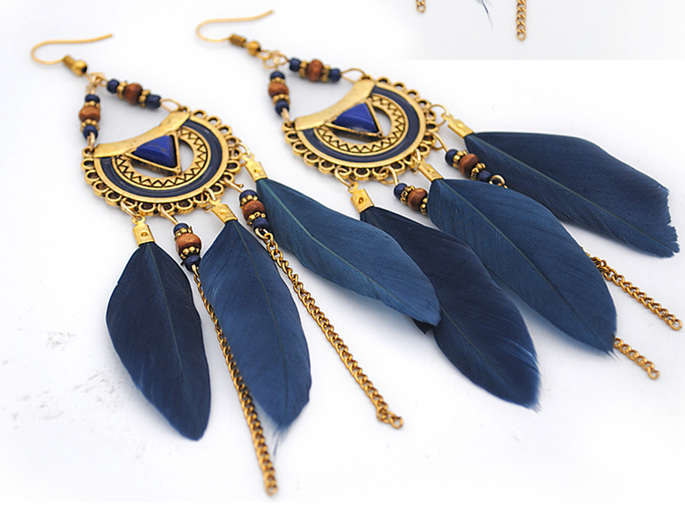 Retro Feathered Feather Earrings