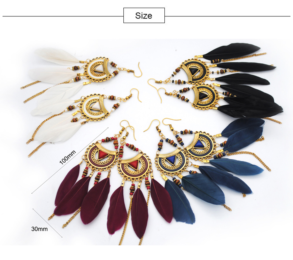 Retro Feathered Feather Earrings