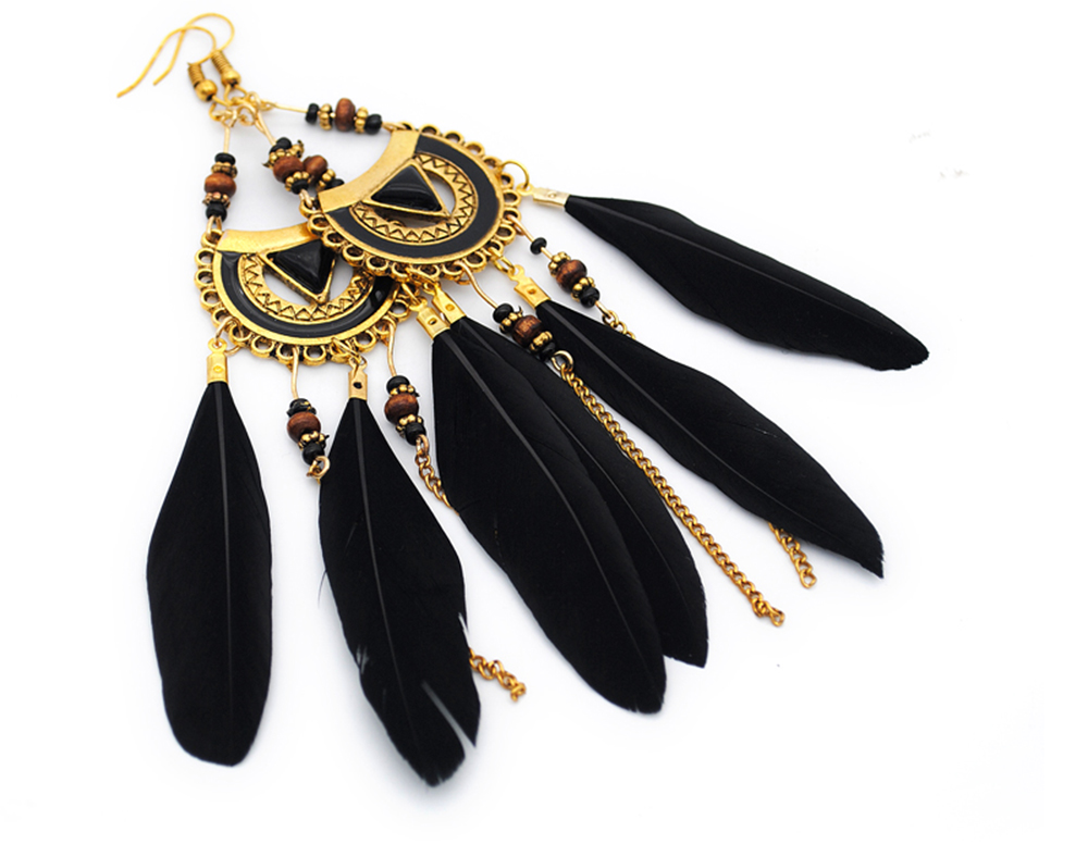 Retro Feathered Feather Earrings