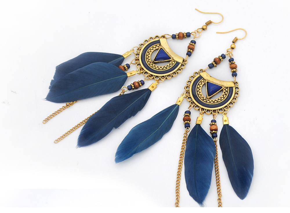 Retro Feathered Feather Earrings
