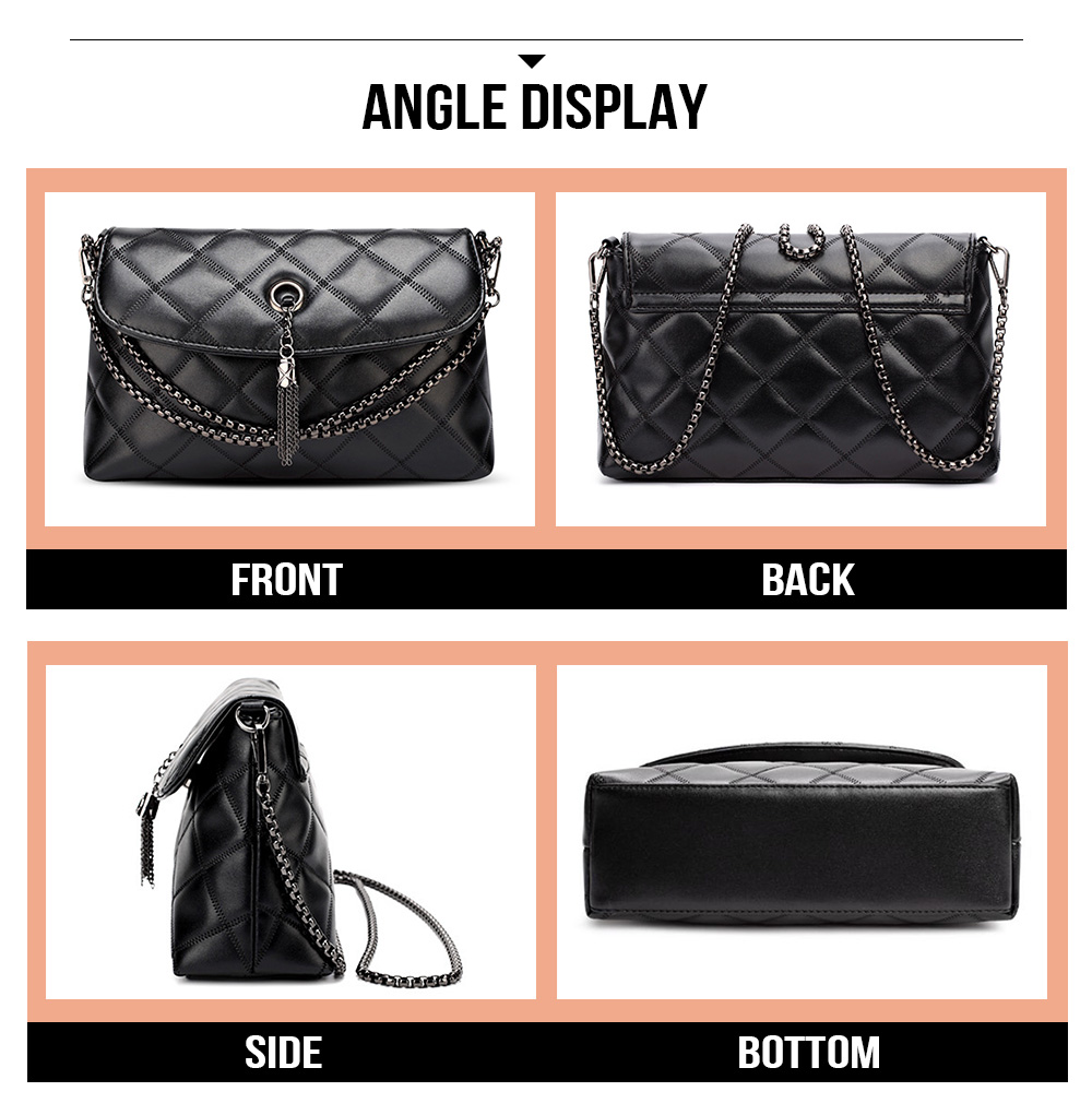 PU Leather Rhombic Chain Shoulder Crossbody Women Female Bag