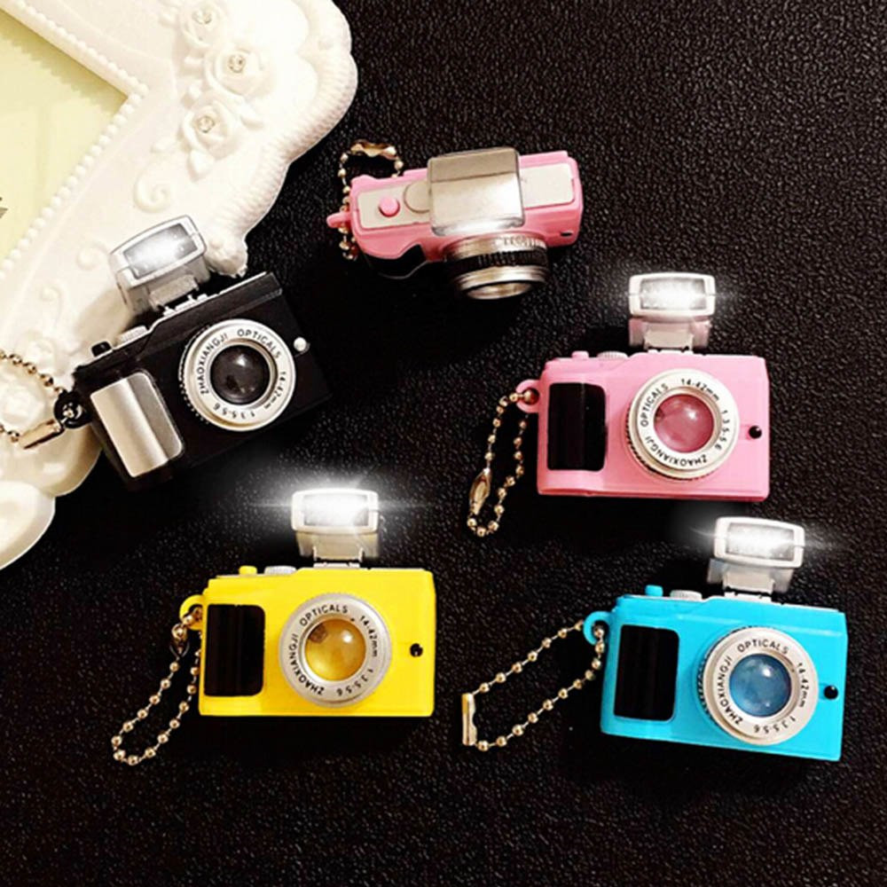 Creative Camera LED Keychains with Sound flashlight Key Ring