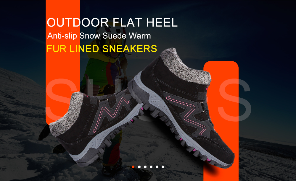 Outdoor Flat Heel Anti-slip Snow Suede Warm Fur Lined Sneakers