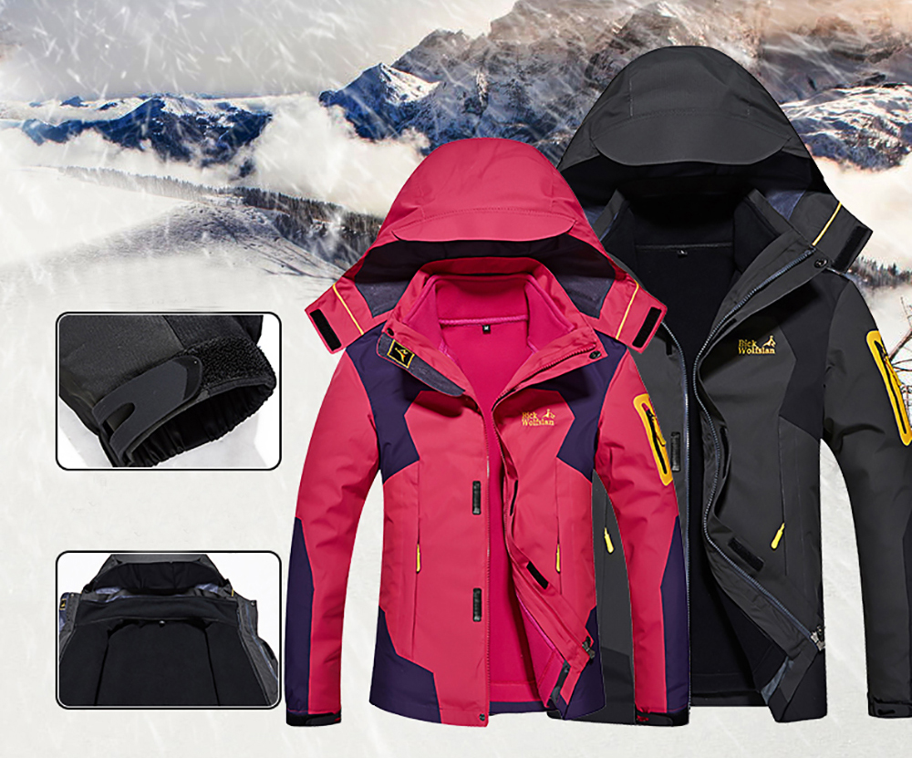 Ladies Outdoor Fashion Hooded Waterproof Thickened Warm Two Piece Punch Jacket