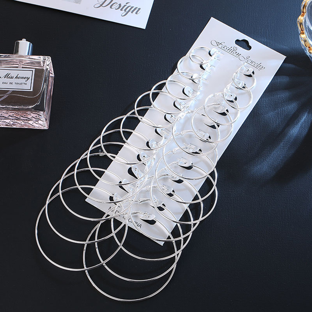 12-PIECE Set of Exaggerated Metal Ring Earrings for Women'S Fashion