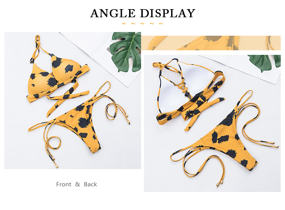Animal Print Bikini Padded Swimsuit Set for Women Girls