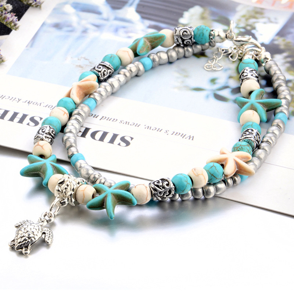 Fashion New Conch Starfish Beach Turtle Tortoise Anklet Bracelet