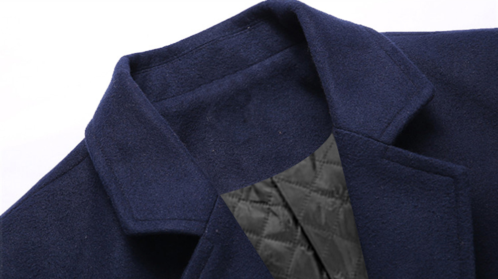Men'S Casual Long Windbreaker Woolen Coat