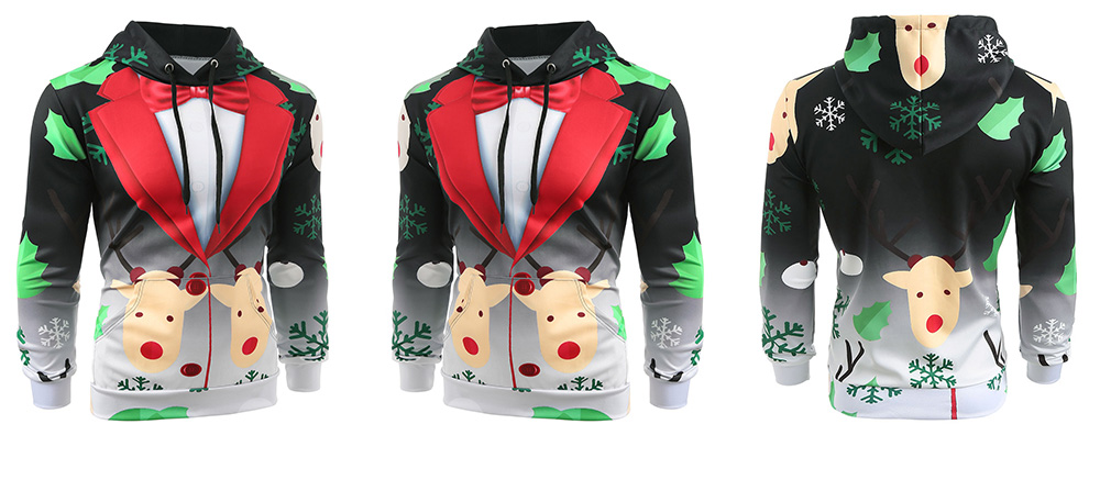 Men Christmas Faux Suit Print Pullover Hoodie