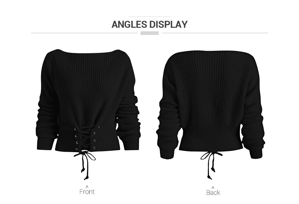 Lace Up Batwing Sleeve Chunky Sweater