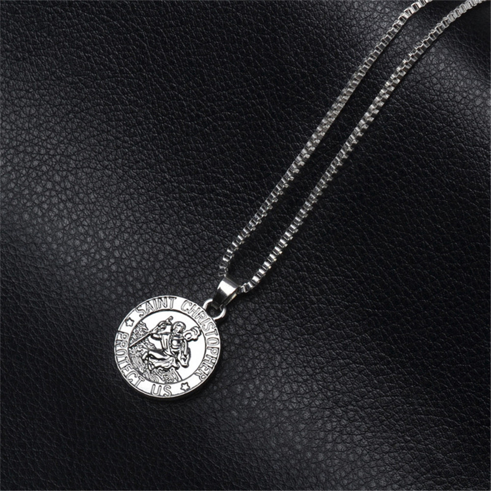 Simple Trend Men's Round Guardian Necklace