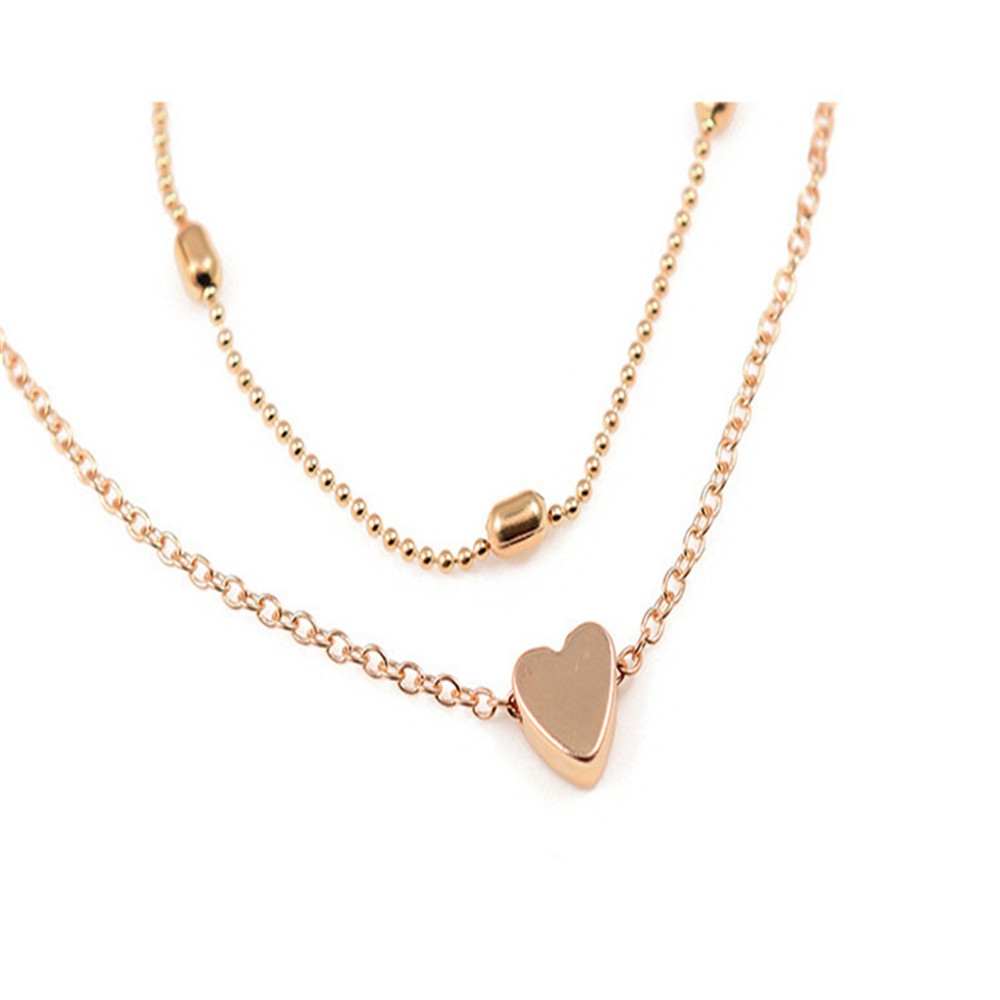 Elegant and Fashionable Women's Peach Heart Multi Layer Necklace