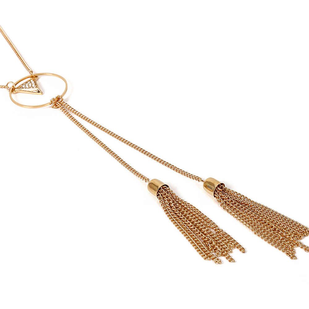 Triangle Pendant Simple Metal Tassel Necklace