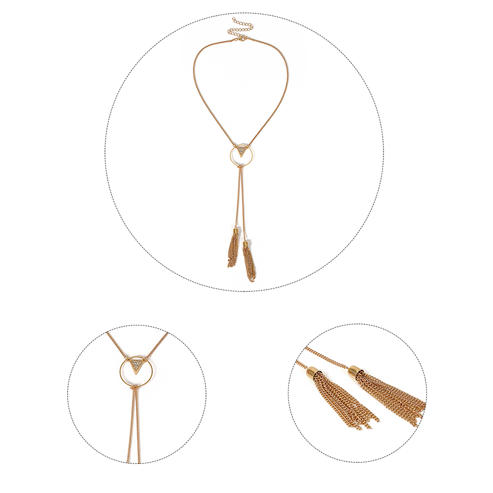 Triangle Pendant Simple Metal Tassel Necklace