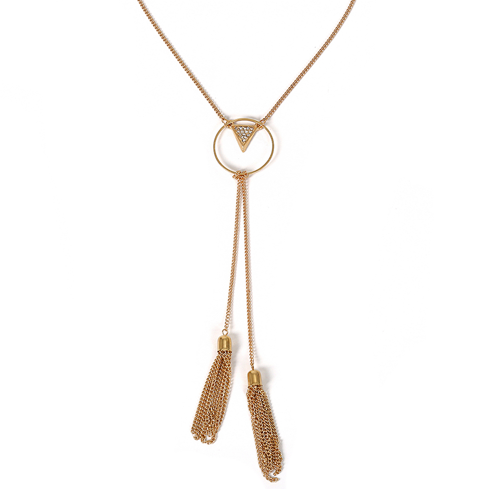 Triangle Pendant Simple Metal Tassel Necklace