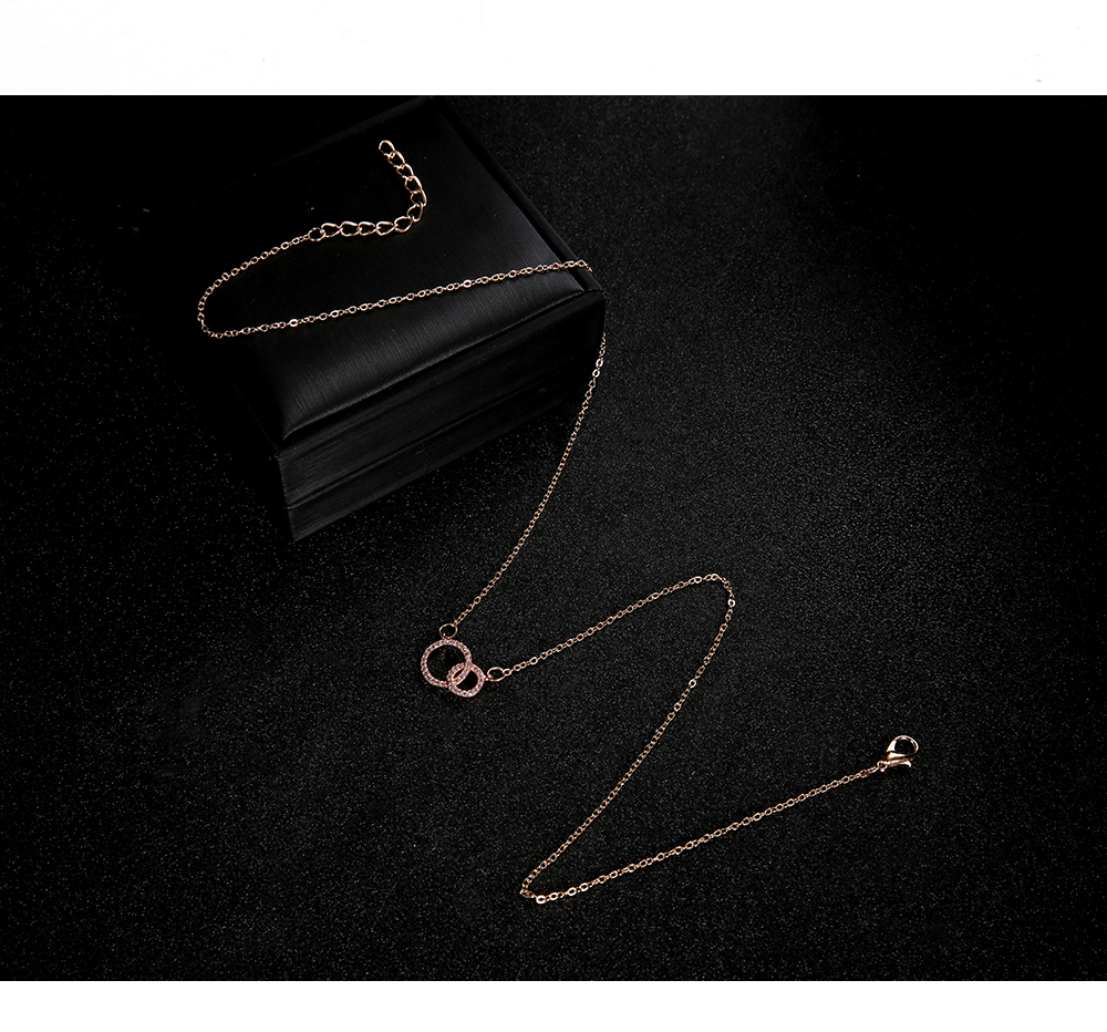 Europe and America Necklace Sweater Chain Clavicle Chain Metal Double Ring Seria