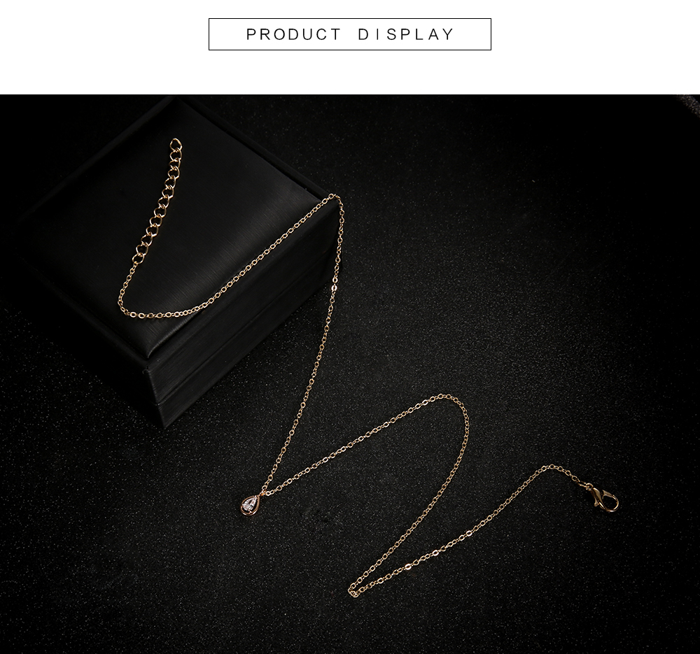 Golden Drop Diamond Pendant Necklace Female Clavicle Short Chain