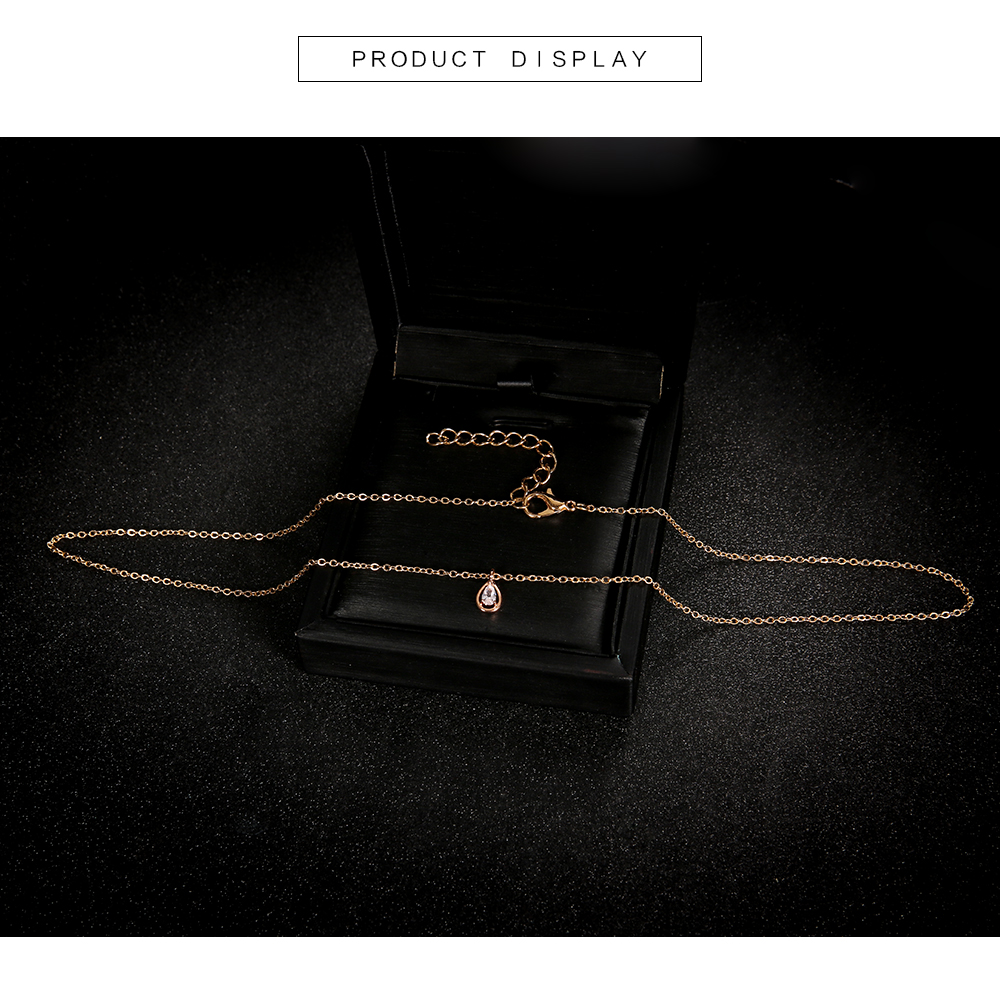 Golden Drop Diamond Pendant Necklace Female Clavicle Short Chain