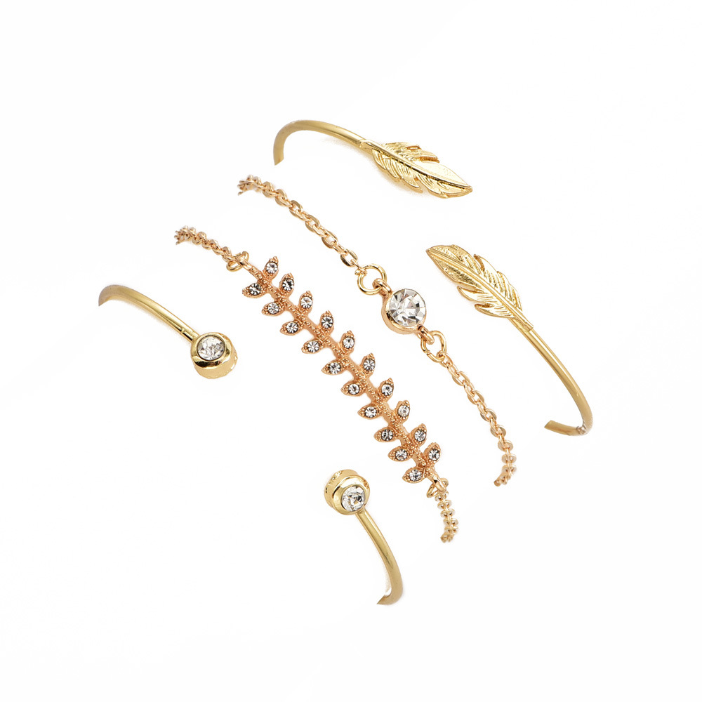 4-PIECE Set Fashion Jewelry New Leaf Bracelet Women'S Style