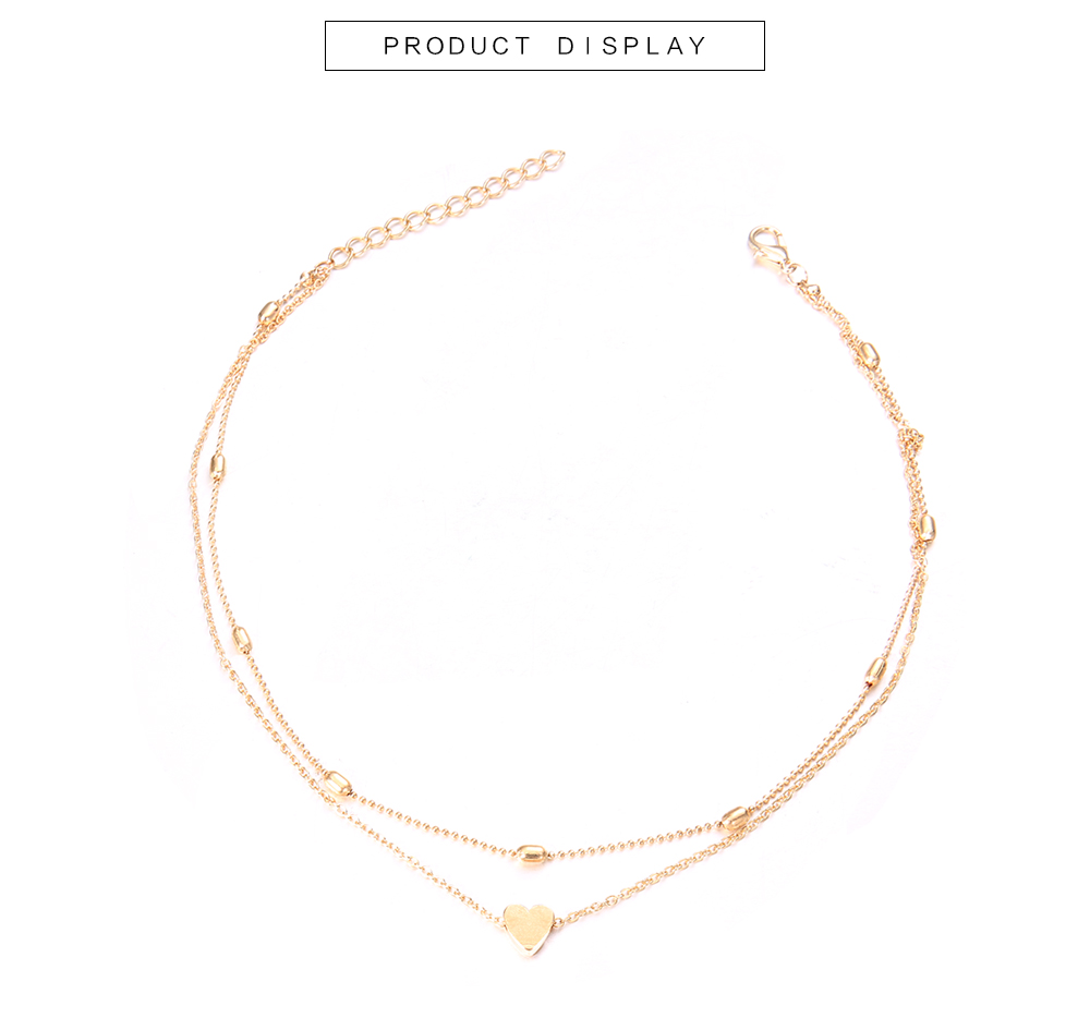 Double Layer Pendant Heart Necklace Gold Silver Dot Women
