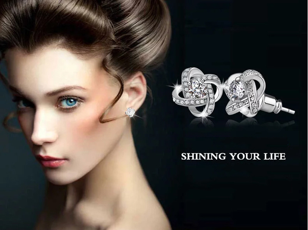 Eternal Star With Zircon Earrings Gift Ear Nails Ear Drops Jewelry