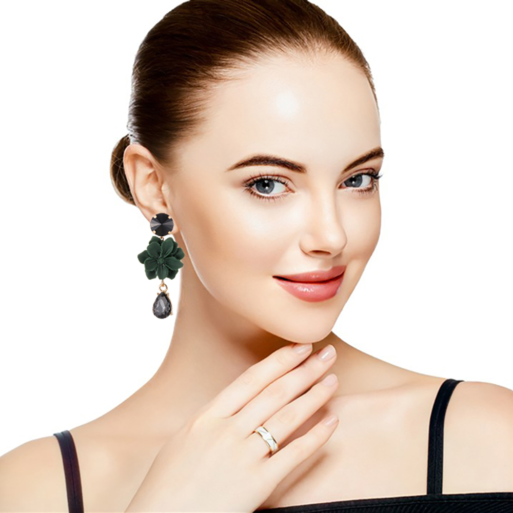 Temperament Girl Web Celebrity Crystal Grows Flower Earring