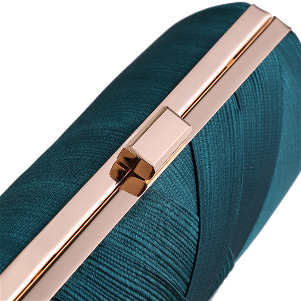 New Pleated Satin Woven Metal Tassel Cylinder Dinner Will Dress Hand Bag