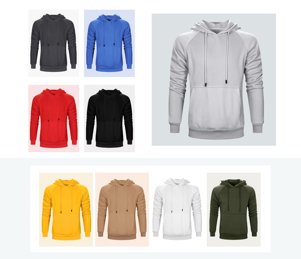 Male Long Sleeve Solid Color Pullover Hooded Sweatshirt for Men