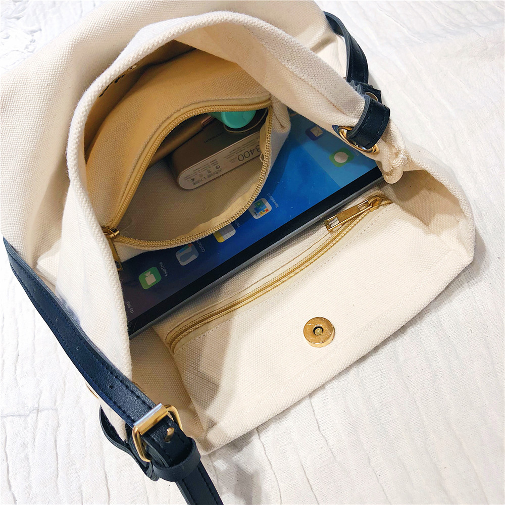 Stylish Canvas High-Capacity Single-Shoulder Straddle Bag for Ladies