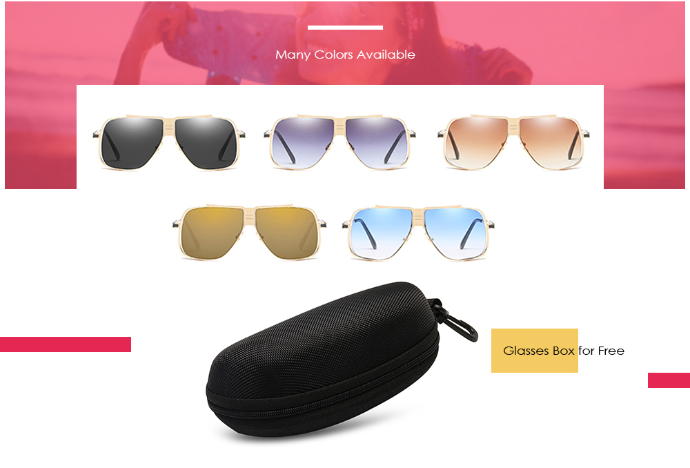 UV400 Protection Oversize Colored Lens Metal Frame Unisex Sunglasses