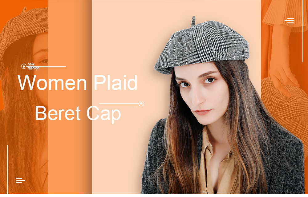 Women Plaid Fashion Beret Cap Warm Winter Hat