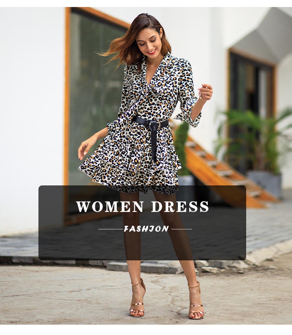 2019 Spring and Summer New Long-sleeved Lapel Slimming Dress