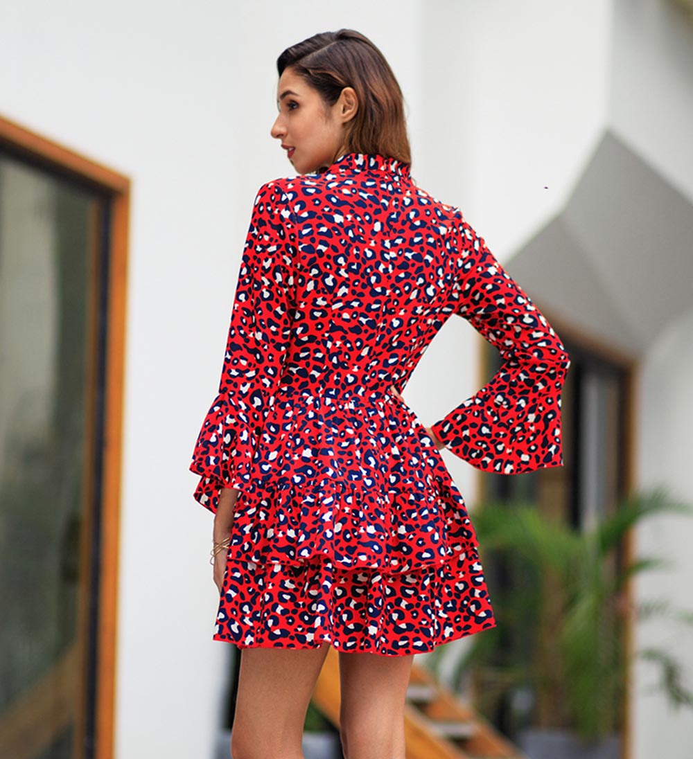 2019 Spring and Summer New Long-sleeved Lapel Slimming Dress