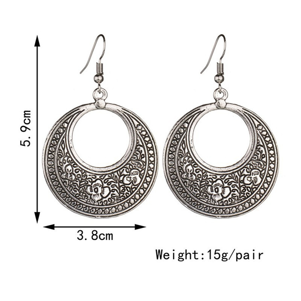 Simple Fashion Lady's Round Carved Earrings