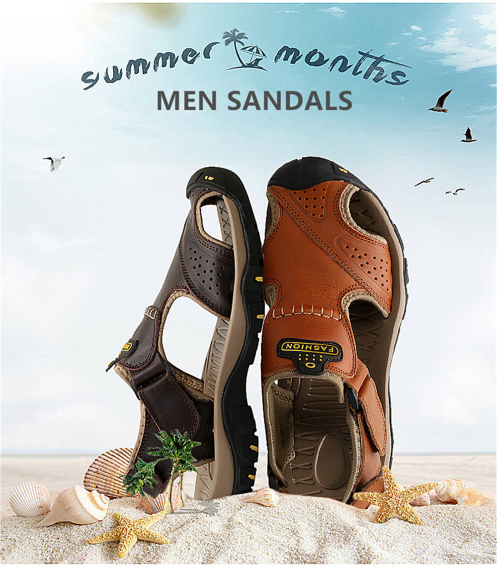 Men Summer Sandals Genuine Leather Casual Shoes Man Style Beach