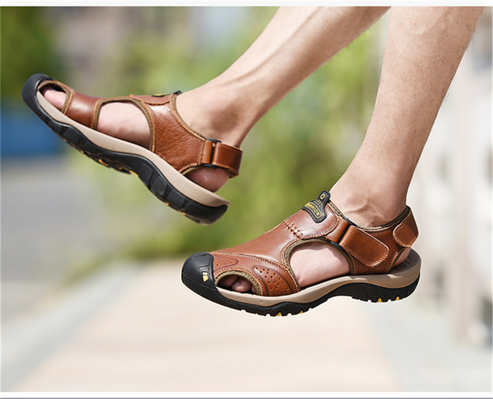 Men Summer Sandals Genuine Leather Casual Shoes Man Style Beach