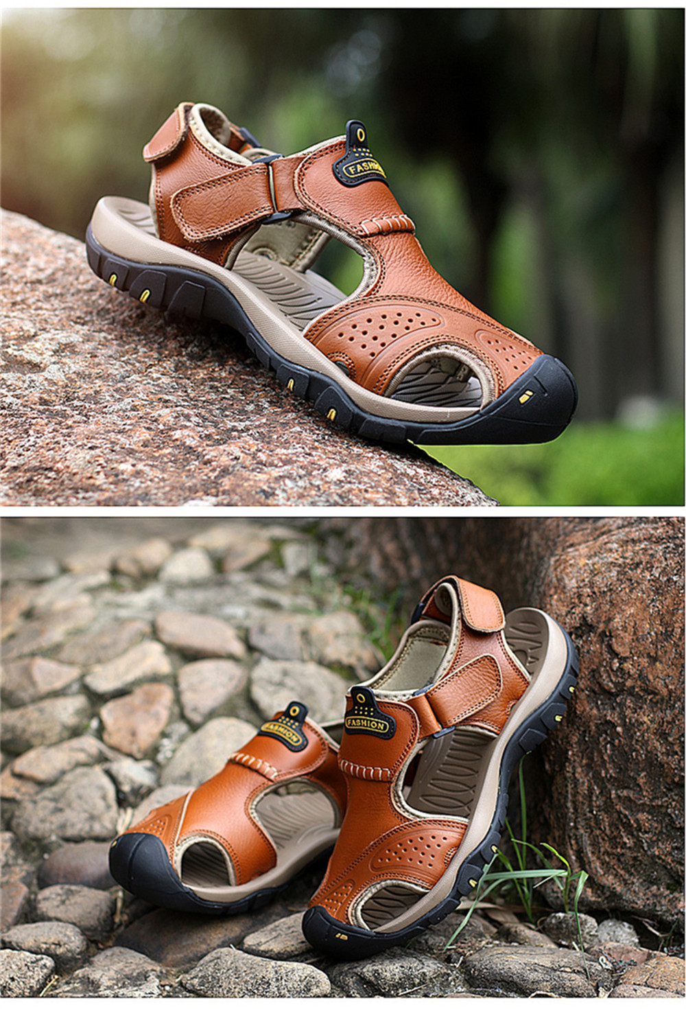Men Summer Sandals Genuine Leather Casual Shoes Man Style Beach