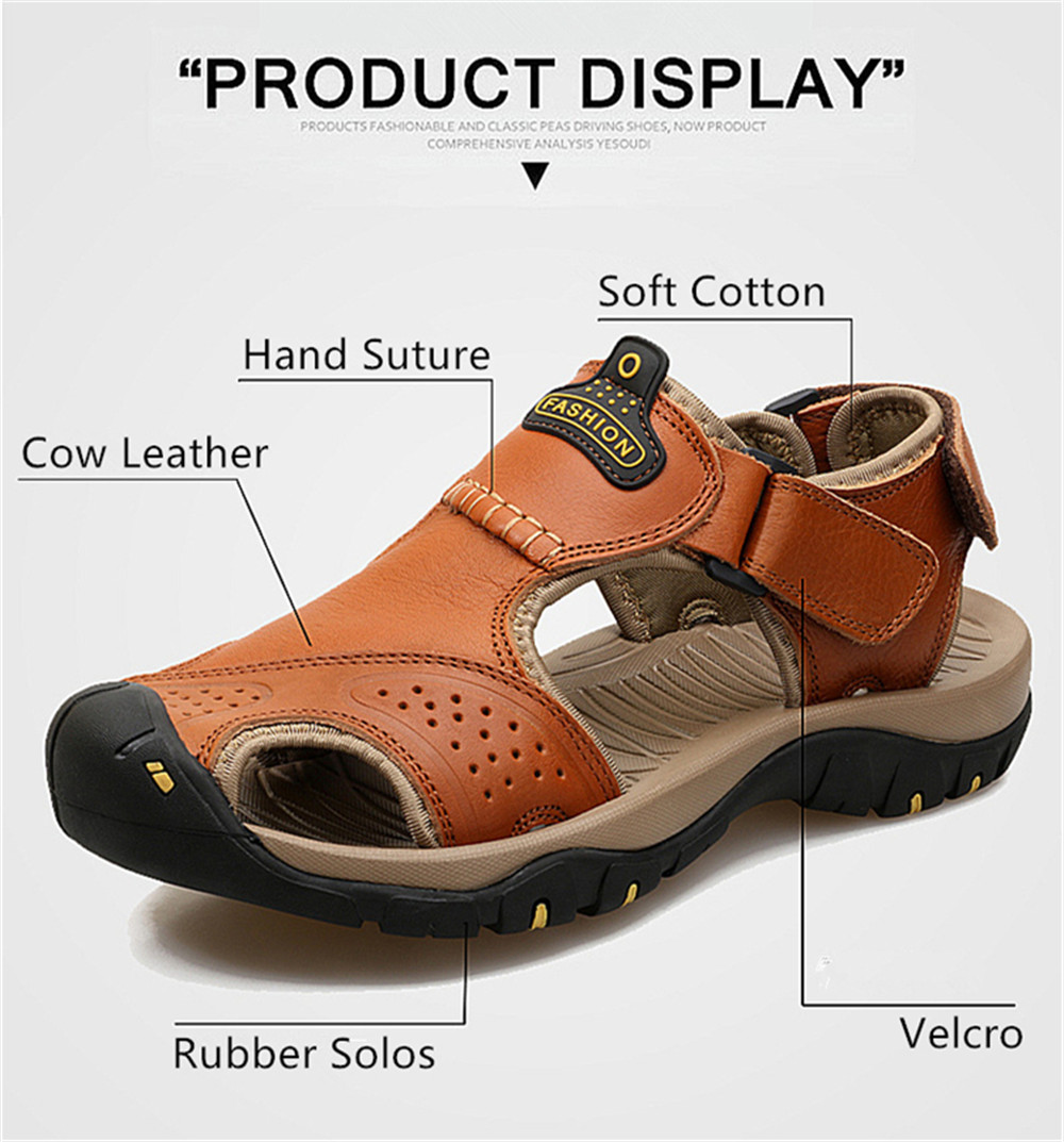 Men Summer Sandals Genuine Leather Casual Shoes Man Style Beach