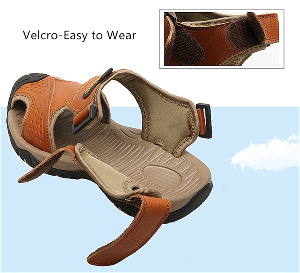 Men Summer Sandals Genuine Leather Casual Shoes Man Style Beach