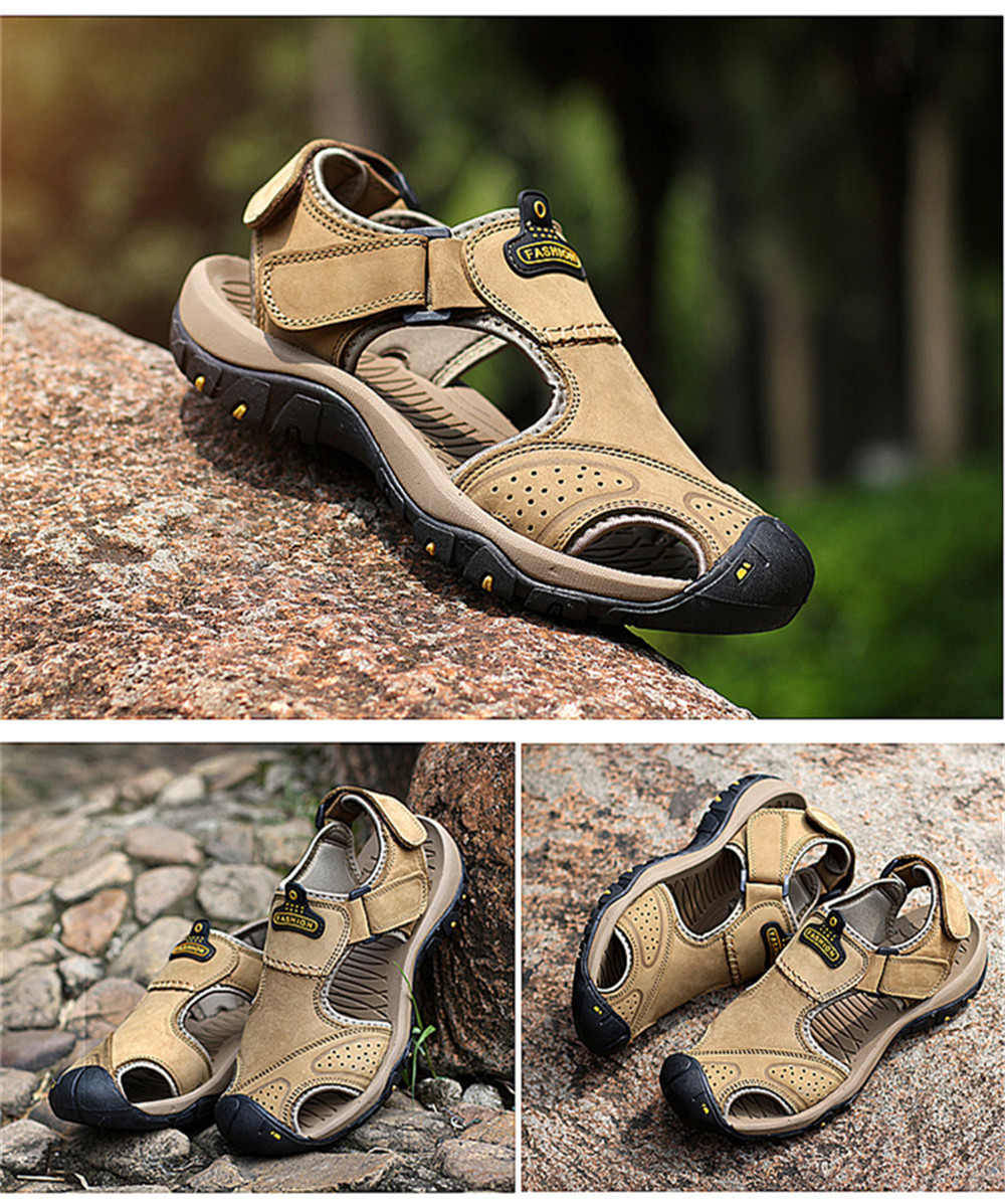 Men Summer Sandals Genuine Leather Casual Shoes Man Style Beach