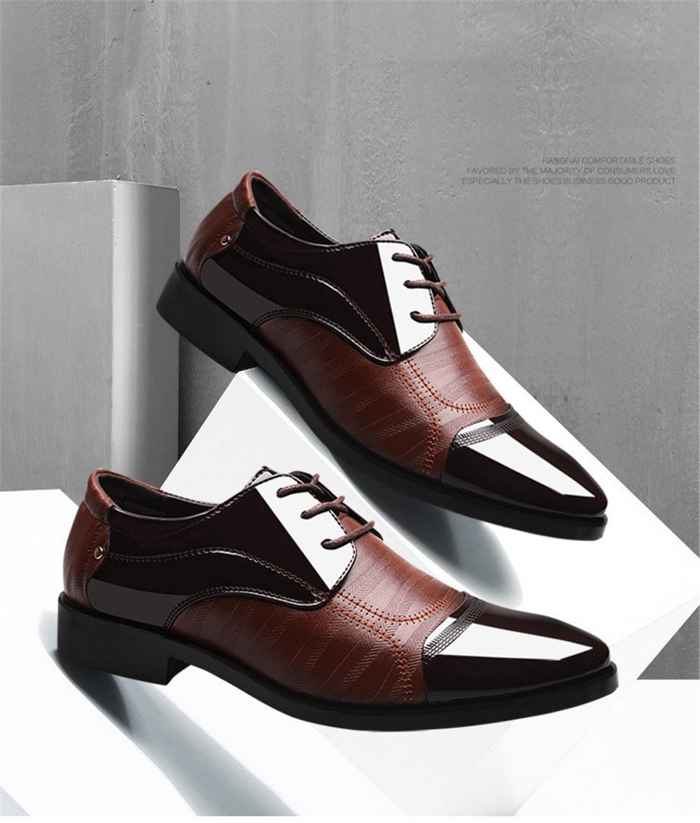 Leather Shoes Pointed Men Ballroom Dance Bureau Dress Shoes Man